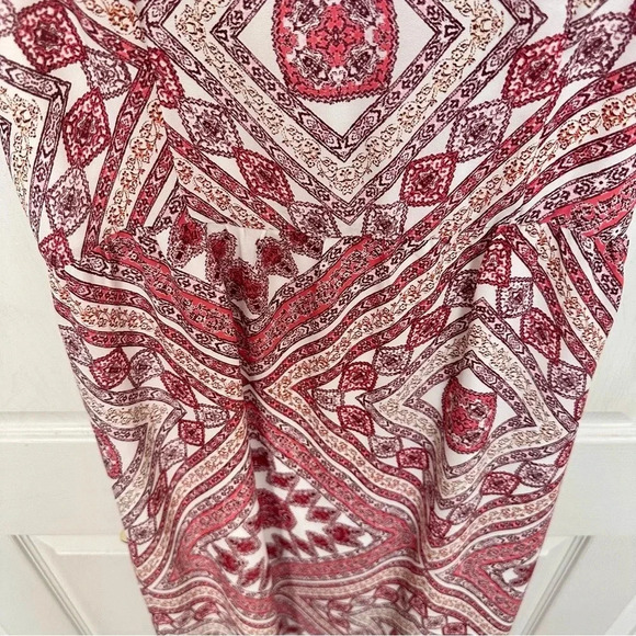 Skies‎ Are Blue Maxi Dress Bohemian Red White Spaghetti Strap Slit Lined Large - Picture 5 of 16